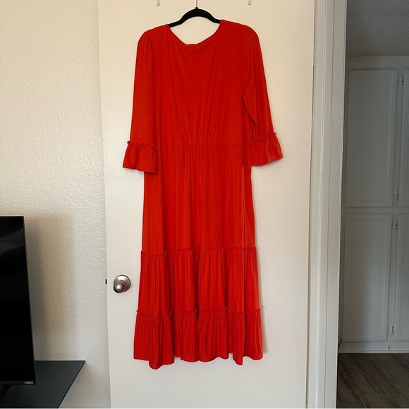 NWT Boden Jordana Jersey Midi Tiered Ruffle Half Sleeve V Neck Dress - Picture 6 of 6